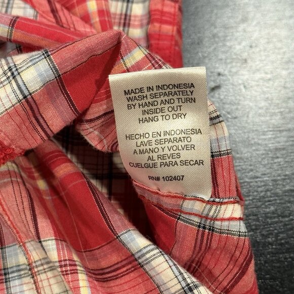 Roar Pearl Snap Embroidered Pink Plaid Long Sleeve Rockabilly Womens Shirt Sz XL - Picture 8 of 10